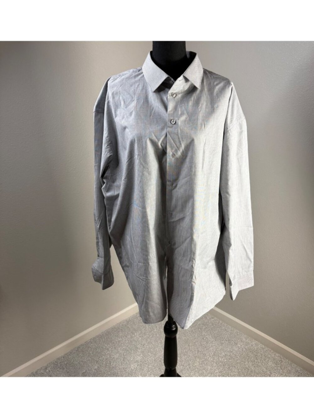 Unlisted Button Down Mens Shirt 2XL 18 18 1/2 Carbon Charcoal White Stripe New